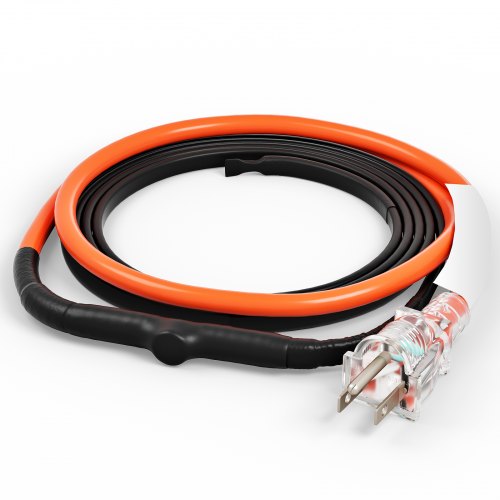 VEVOR Self-Regulating Pipe Heating Cable, 3FT 5W/FT Heat Tape for Pipes Freeze Protection, Water Pipe Heat Cable with Built-in Thermostat Protects PVC Hose, Metal and Plastic Pipe from Freezing