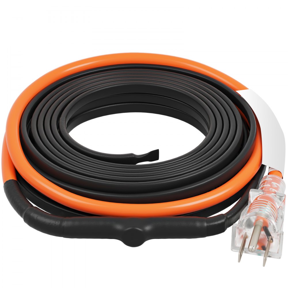VEVOR Self-Regulating Pipe Heating Cable, 12FT 5W/FT Heat Tape for Pipes Freeze Protection, Water Pipe Heat Cable with Built-in Thermostat Protects PVC Hose, Metal and Plastic Pipe from Freezing