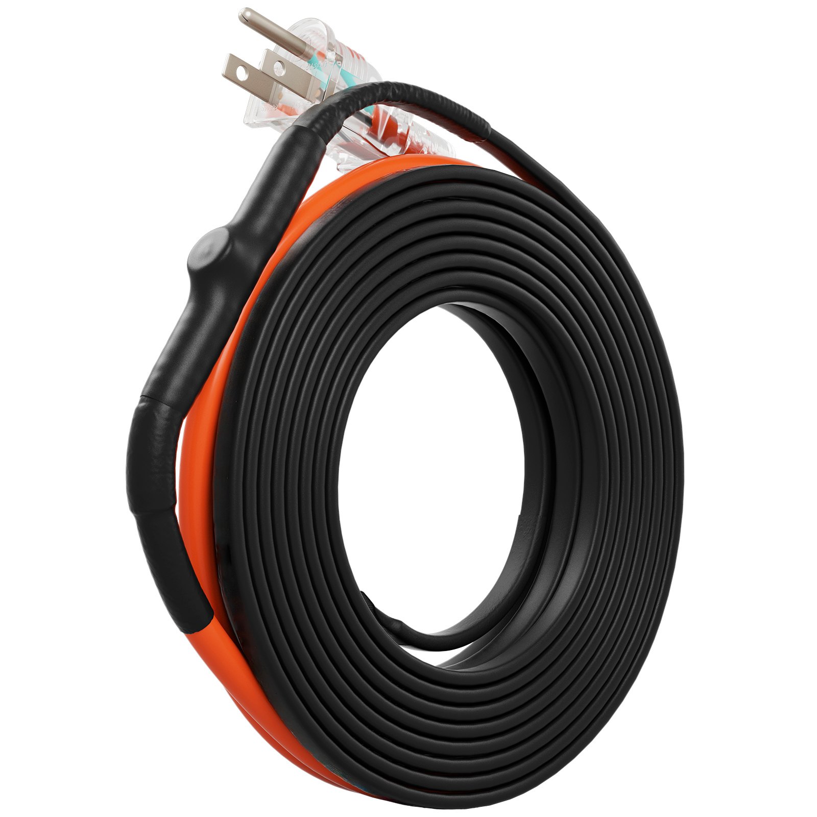VEVOR Self-Regulating Pipe Heating Cable, 12FT 5W/FT Heat Tape for Pipes Freeze Protection, Water Pipe Heat Cable with Built-in Thermostat Protects PVC Hose, Metal and Plastic Pipe from Freezing