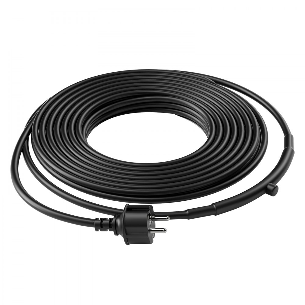 VEVOR Self-Regulating Pipe Heating Cable, 3.7m 16.4W/m Heat Tape for Pipes Freeze Protection, Water Pipe Heat Cable with Built-in Thermostat Protects PVC Hose, Metal and Plastic Pipe from Freezing