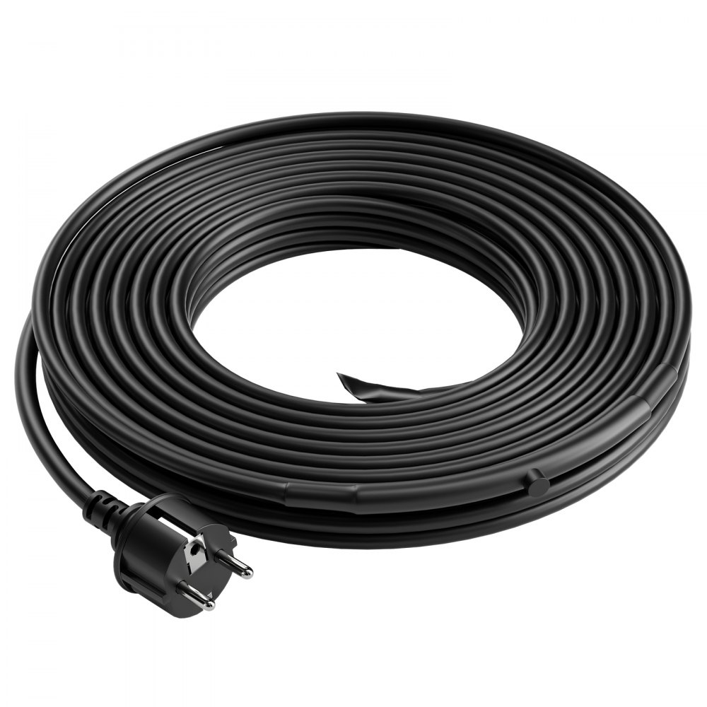 VEVOR Self-Regulating Pipe Heating Cable, 3.7m 16.4W/m Heat Tape for Pipes Freeze Protection, Water Pipe Heat Cable with Built-in Thermostat Protects PVC Hose, Metal and Plastic Pipe from Freezing