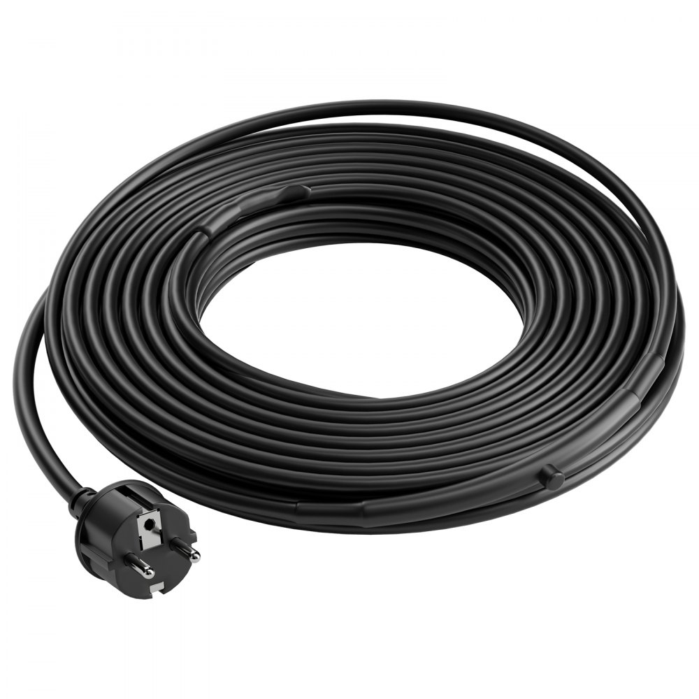 VEVOR Self-Regulating Pipe Heating Cable, 3.7m 16.4W/m Heat Tape for Pipes Freeze Protection, Water Pipe Heat Cable with Built-in Thermostat Protects PVC Hose, Metal and Plastic Pipe from Freezing