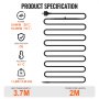 VEVOR Self-Regulating Pipe Heating Cable, 3.7m 16.4W/m Heat Tape for Pipes Freeze Protection, Water Pipe Heat Cable with Built-in Thermostat Protects PVC Hose, Metal and Plastic Pipe from Freezing