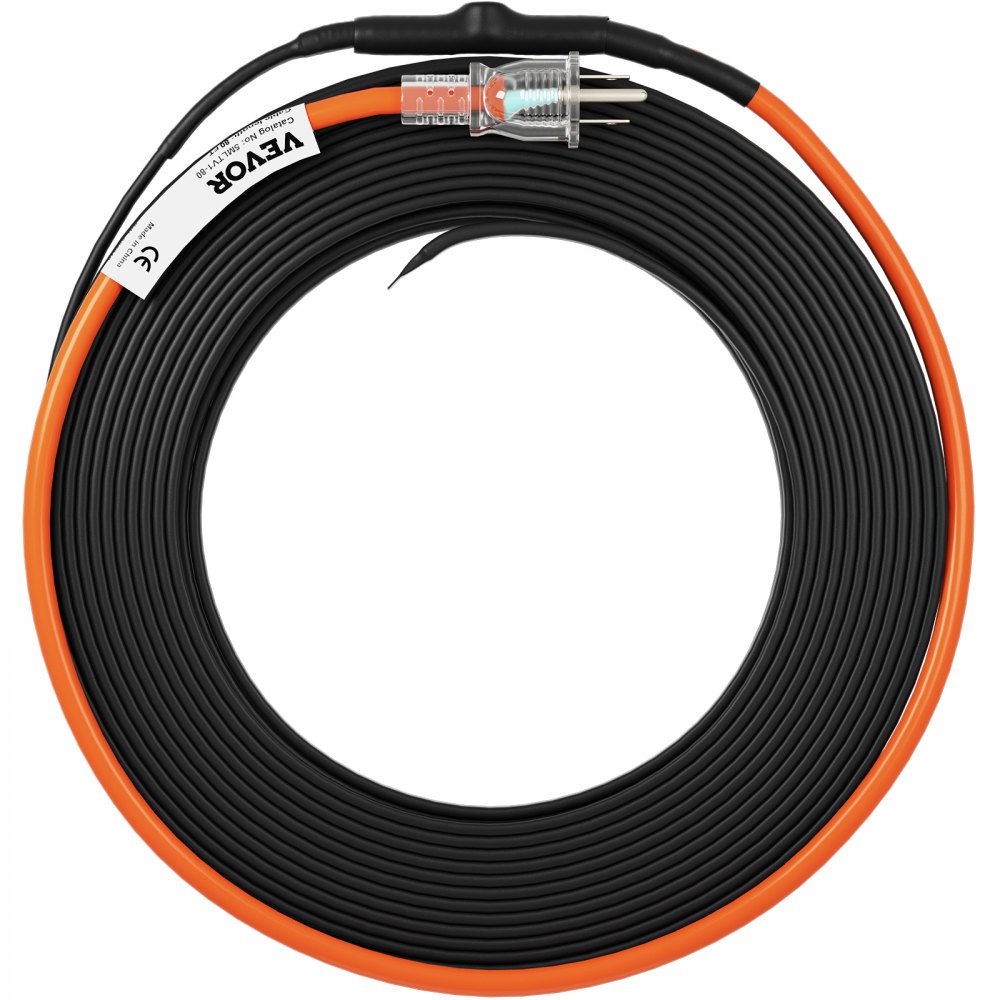 VEVOR Cable calefactor de tubería autorregulable, cinta térmica de 80 pies 5 W/pie para protección contra congelación de tuberías, protege mangueras de PVC, tuberías de metal y plástico contra la congelación, 120 V