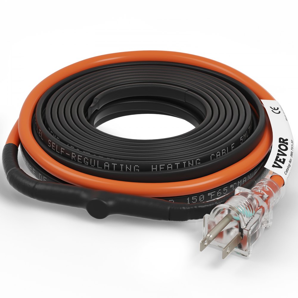 VEVOR Cable de calefacción de tubería VEVOR, cinta de calor de 7 W de 9  pies para tuberías con termostato incorporado, protege la manguera de PVC,  tubería de metal y plástico de