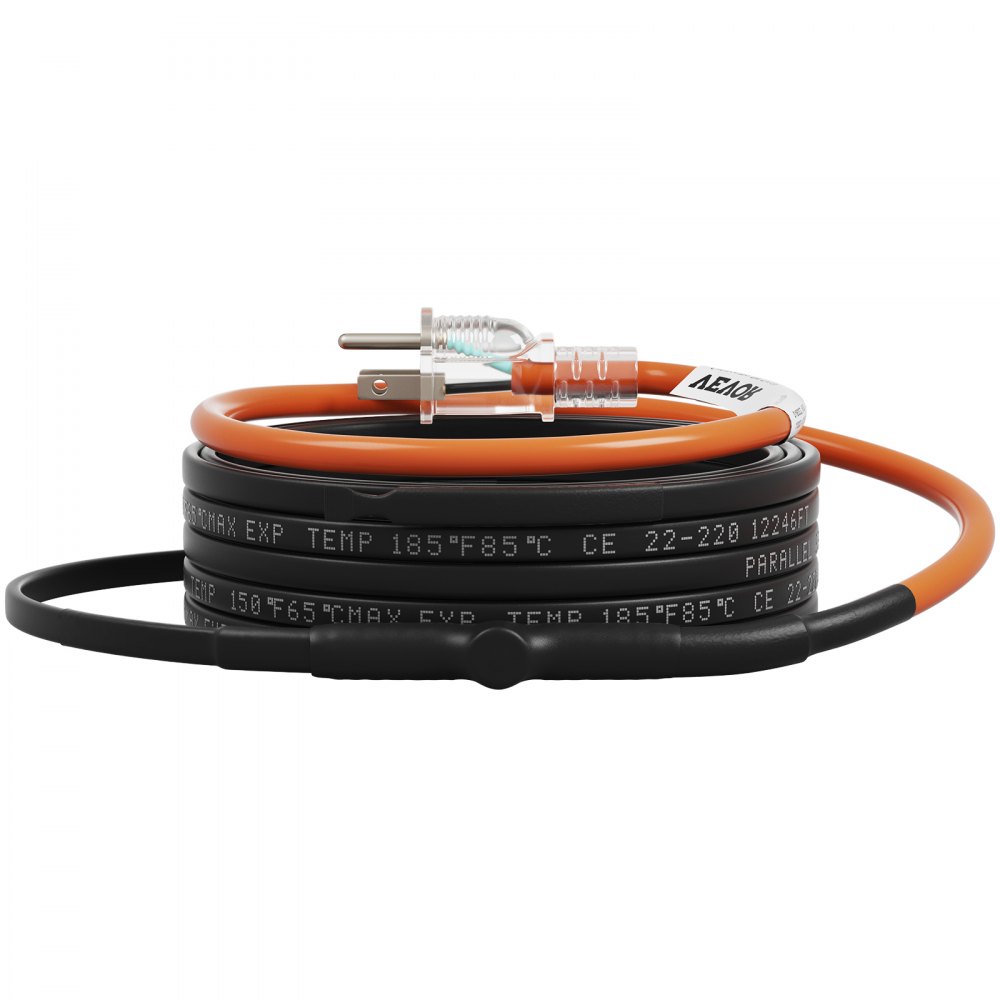 VEVOR Self-Regulating Pipe Heating Cable, 24-feet 5W/ft Heat Tape for Pipes Freeze Protection, Protects PVC Hose, Metal and Plastic Pipe from Freezing, 120V