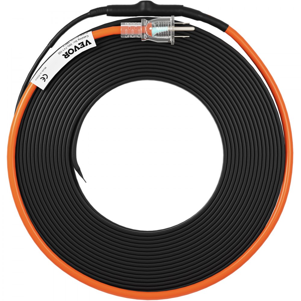 VEVOR Self-Regulating Pipe Heating Cable, 100-feet 5W/ft Heat Tape for Pipes Freeze Protection, Protects PVC Hose, Metal and Plastic Pipe from Freezing, 120V