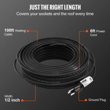 VEVOR Self-Regulating Pipe Heating Cable, 100-feet 5W/ft Heat Tape for Pipes, Roof Snow Melting De-icing, Gutter and Pipe Freeze Protection, 120V