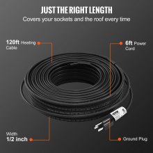 VEVOR Self-Regulating Pipe Heating Cable, 120-feet 5W/ft Heat Tape for Pipes, Roof Snow Melting De-icing, Gutter and Pipe Freeze Protection, 120V