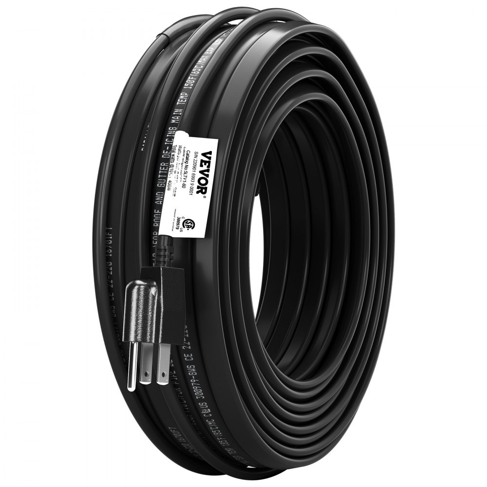 VEVOR Self-Regulating Pipe Heating Cable, 80-feet 5W/ft Heat Tape for Pipes, Roof Snow Melting De-icing, Gutter and Pipe Freeze Protection, 120V