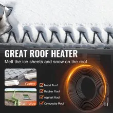 VEVOR Self-Regulating Pipe Heating Cable, 100FT 5W/FT Heat Tape for Pipes, Roof Snow Melting De-icing, Gutter and Pipe Freeze Protection