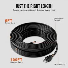 VEVOR Self-Regulating Pipe Heating Cable, 100FT 5W/FT Heat Tape for Pipes, Roof Snow Melting De-icing, Gutter and Pipe Freeze Protection