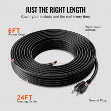 VEVOR Self-Regulating Pipe Heating Cable 24FT 5W/FT Heat Tape for Pipes Roof