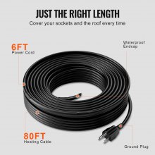 VEVOR Self-Regulating Pipe Heating Cable 80FT 5W/FT Heat Tape for Pipes Roof