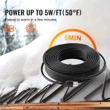 VEVOR Self-Regulating Pipe Heating Cable, 140FT 5W/FT Heat Tape for Pipes, Roof Snow Melting De-icing, Gutter and Pipe Freeze Protection