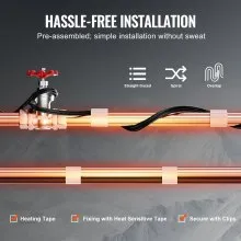 VEVOR Self-Regulating Pipe Heating Cable, 140FT 5W/FT Heat Tape for Pipes, Roof Snow Melting De-icing, Gutter and Pipe Freeze Protection