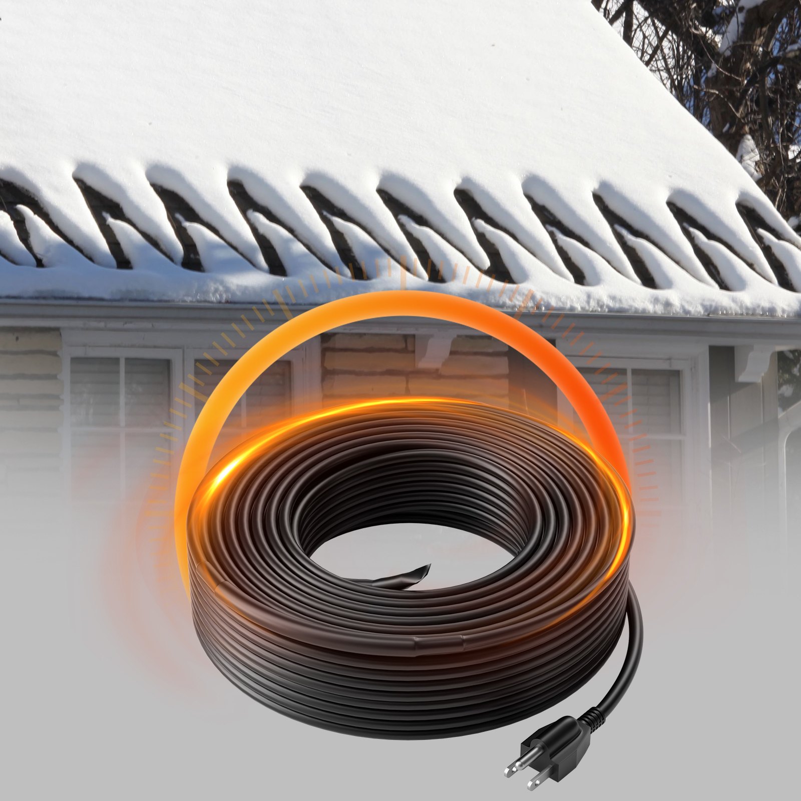 VEVOR Self-Regulating Pipe Heating Cable, 120FT 5W/FT Heat Tape for Pipes, Roof Snow Melting De-icing, Gutter and Pipe Freeze Protection