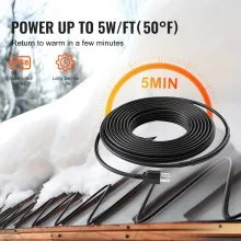 VEVOR Self-Regulating Pipe Heating Cable, 12FT 5W/FT Heat Tape for Pipes, Roof Snow Melting De-icing, Gutter and Pipe Freeze Protection