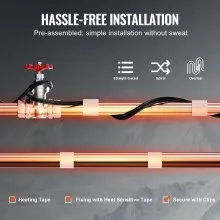 VEVOR Self-Regulating Pipe Heating Cable, 50FT 5W/FT Heat Tape for Pipes, Roof Snow Melting De-icing, Gutter and Pipe Freeze Protection