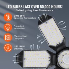 Luz LED para garaje VEVOR de 15 000 lm, 2 paquetes, luz de techo para tienda brillante y deformable