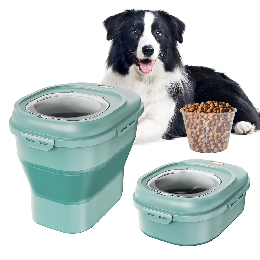 VEVOR Contenedor plegable de almacenamiento de alimentos para perros,  contenedor dispensador grande de capacidad de 50 libras con ruedas  acoplables