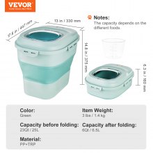 VEVOR Collapsible Dog Food Storage Container, 25L Capacity Large Dispenser Bin with Attachable Casters, Airtight Lid Kitchen Rice Cereal Flour Bin, Pet food Containers For Cat, Bird, Other Pet Food