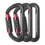 Mosquetones con bloqueo automático VEVOR, 3 mosquetones resistentes, resistencia de eje profesional de 30 kN (6744 lb), forma de D para escalada, senderismo, rapel, rescate, correas para perros, hamacas y columpios.