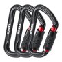 Mosquetones con bloqueo automático VEVOR, 3 mosquetones resistentes, resistencia de eje profesional de 30 kN (6744 lb), forma de D para escalada, senderismo, rapel, rescate, correas para perros, hamacas y columpios.