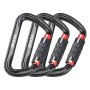 Mosquetones con bloqueo automático VEVOR, 3 mosquetones resistentes, resistencia de eje profesional de 30 kN (6744 lb), forma de D para escalada, senderismo, rapel, rescate, correas para perros, hamacas y columpios.