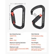 3 PCS Auto Locking Carabiner Clips Heavy Duty 30 KN for Climbing Hiking