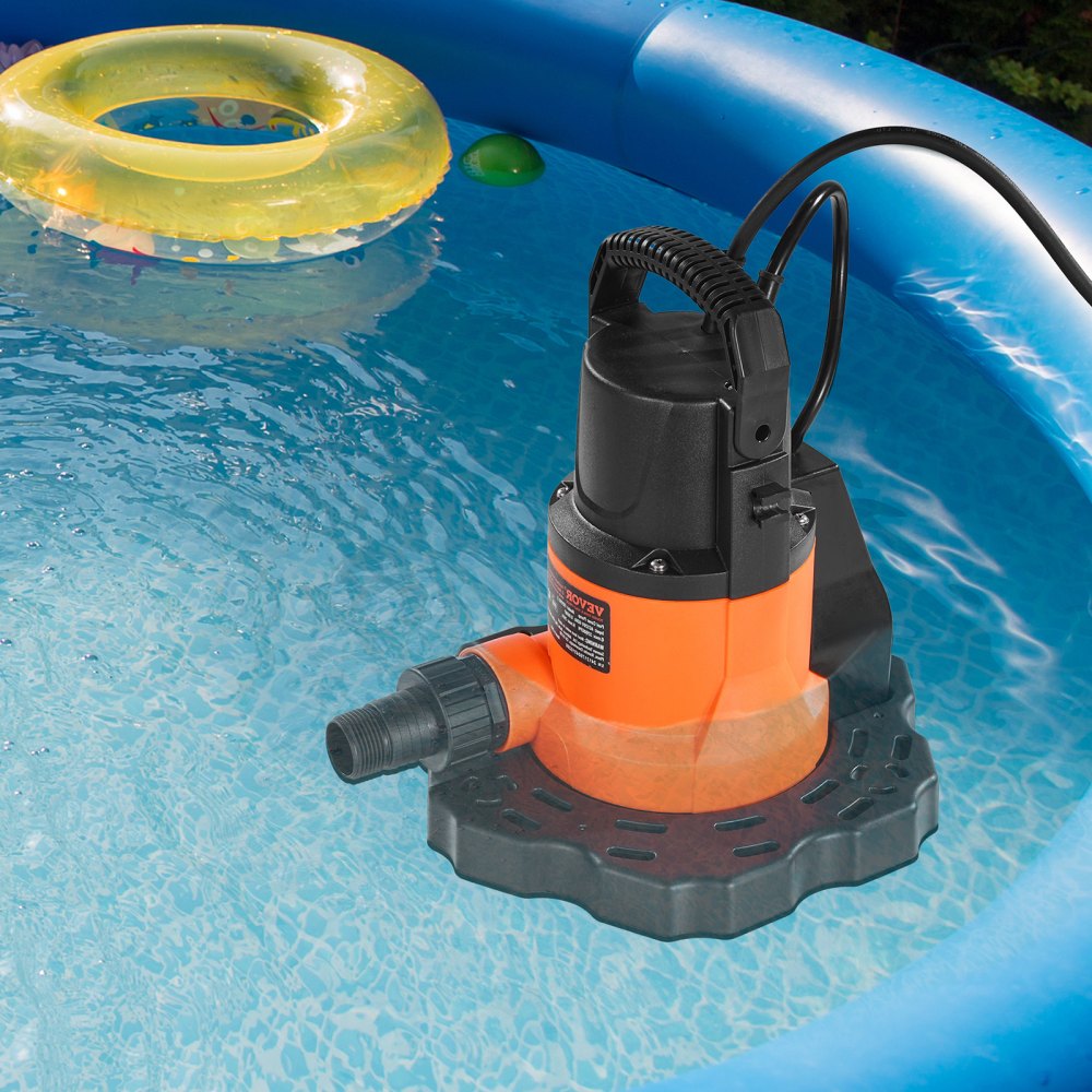 VEVOR Automatic Pool Cover Pump, 0.66 HP 3200 GPH, 120V Submersible Swimming Pool Cover Pump with 25 ft Power Cord, 26 ft Max Head Lift, Water Removal and Transfer Pump, for Pool Draining Hot Tubs