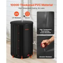 VEVOR Collapsible Rain Barrel, 100 Gallon Portable Rain Water Collection Barrel, 1000D PVC Rainwater Collection System, Garden Water Catcher Tank Storage Container with Spigot & Overflow Kit, Black