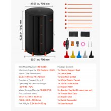 VEVOR Collapsible Rain Barrel, 100 Gallon Portable Rain Water Collection Barrel, 1000D PVC Rainwater Collection System, Garden Water Catcher Tank Storage Container with Spigot & Overflow Kit, Black