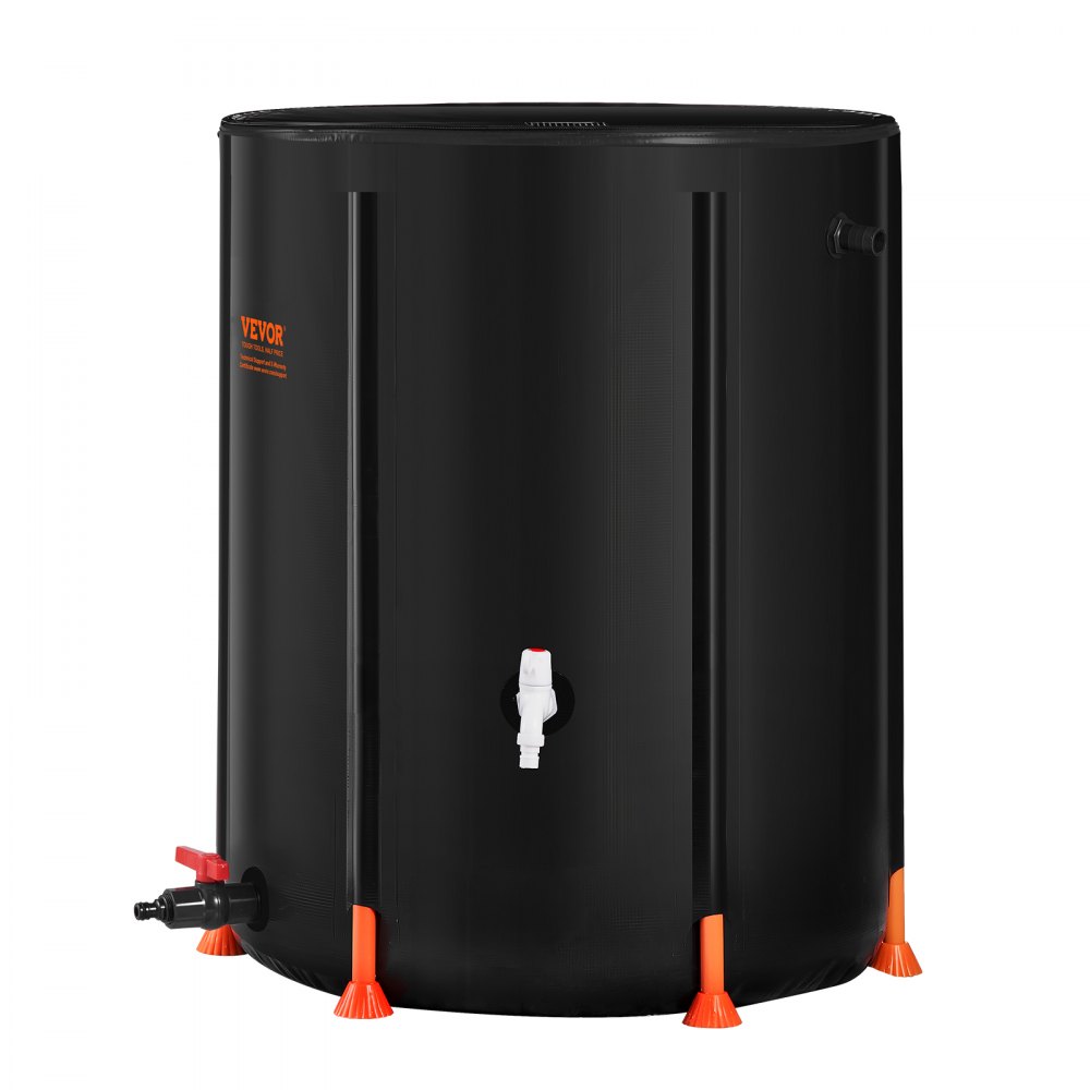 VEVOR Collapsible Rain Barrel, 100 Gallon/380 L Portable Water Tank, PVC Rainwater Collection Barrel with Spigots and Overflow Kit, Water Barrel for Garden Water Catcher
