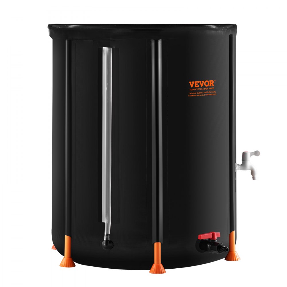VEVOR Collapsible Rain Barrel, 100 Gallon/380 L Portable Water Tank, PVC Rainwater Collection Barrel with Spigots and Overflow Kit, Water Barrel for Garden Water Catcher