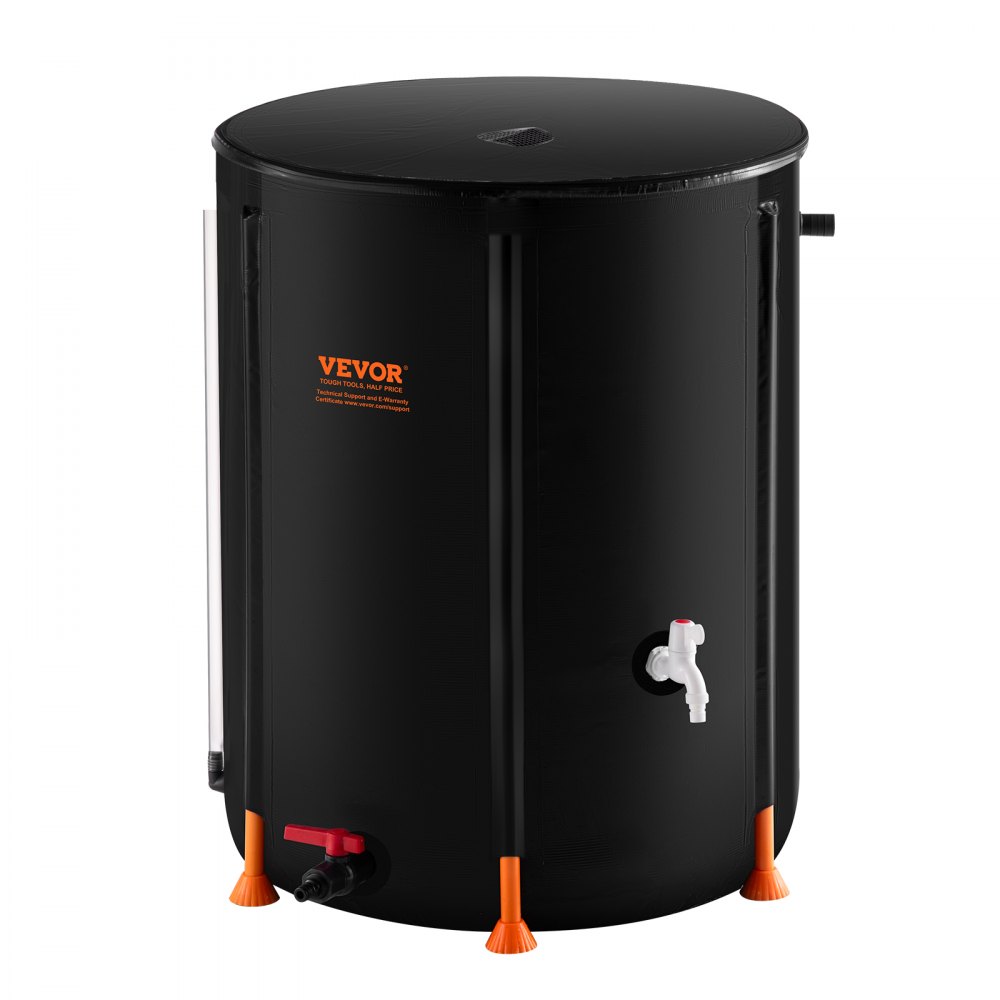 VEVOR Collapsible Rain Barrel, 100 Gallon/380 L Portable Water Tank, PVC Rainwater Collection Barrel with Spigots and Overflow Kit, Water Barrel for Garden Water Catcher