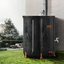 VEVOR Collapsible Rain Barrel 100 Gal Rain Catcher with Spigots and Overflow Kit