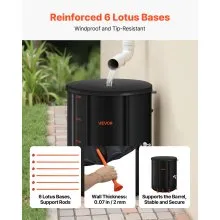 VEVOR Collapsible Rain Barrel 53 Gal Rain Catcher with Spigot and Overflow Kit