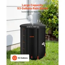 VEVOR Collapsible Rain Barrel 53 Gal Rain Catcher with Spigot and Overflow Kit