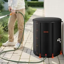 VEVOR Collapsible Rain Barrel 53 Gal Rain Catcher with Spigot and Overflow Kit