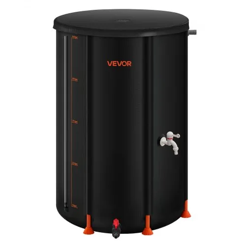 VEVOR Collapsible Rain Barrel, 250 L Portable Rain Water Collection Barrel, 500D PVC Rainwater Collection System, Garden Water Catcher Tank Storage Container with Spigot & Overflow Kit, Black
