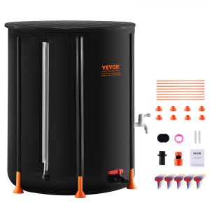 VEVOR Collapsible Rain Barrel 66 Gal Catcher with Spigots and Overflow Kit