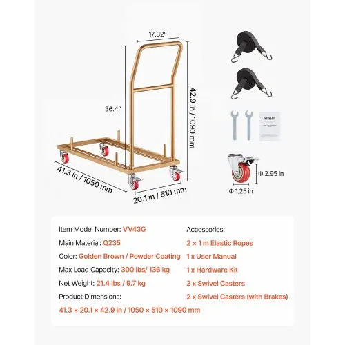 Klapptoolikäru L-raam, horisontaalne, 25 tooli, 136 kg — pilt 7