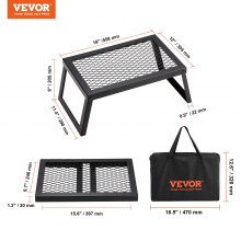 VEVOR Folding Campfire Grill, Heavy Duty Steel Mesh Grate, 18" Portable Camping Grates Over Fire Pit, Camp Fire Cooking Equipment with Legs Carrying Bag, Grilling Rack for Outdoor Open Flame Cooking