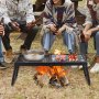 VEVOR Folding Campfire Grill, Heavy Duty Steel Mesh Grate, 57cm Portable Camping Grates Over Fire Pit, Camp Fire Cooking Equipment with Legs Carrying Bag, Grilling Rack for Outdoor Open Flame Cooking
