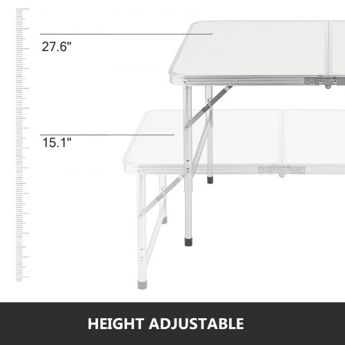 VEVOR Aluminum Folding Picnic Table, with 2 Benches, White