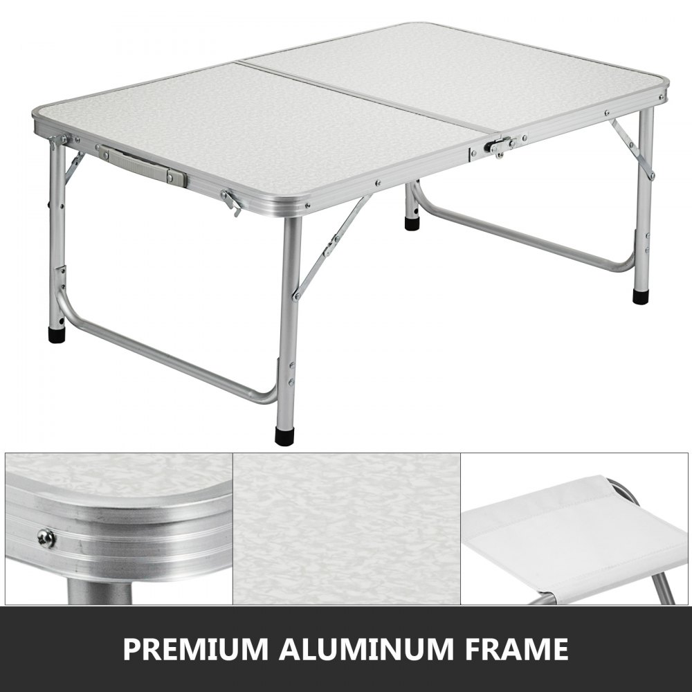 VEVOR Aluminum Folding Picnic Table, with 2 Benches, White
