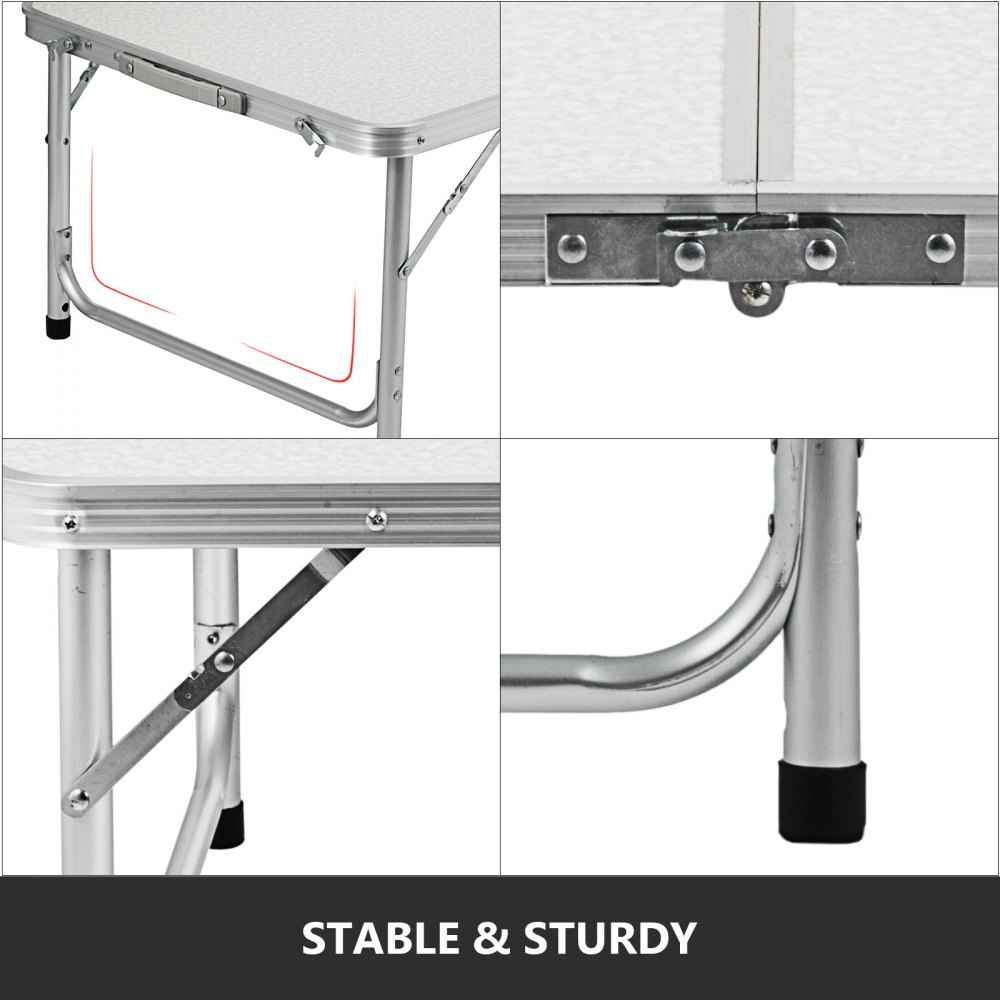 VEVOR Aluminum Folding Picnic Table, with 2 Benches, White