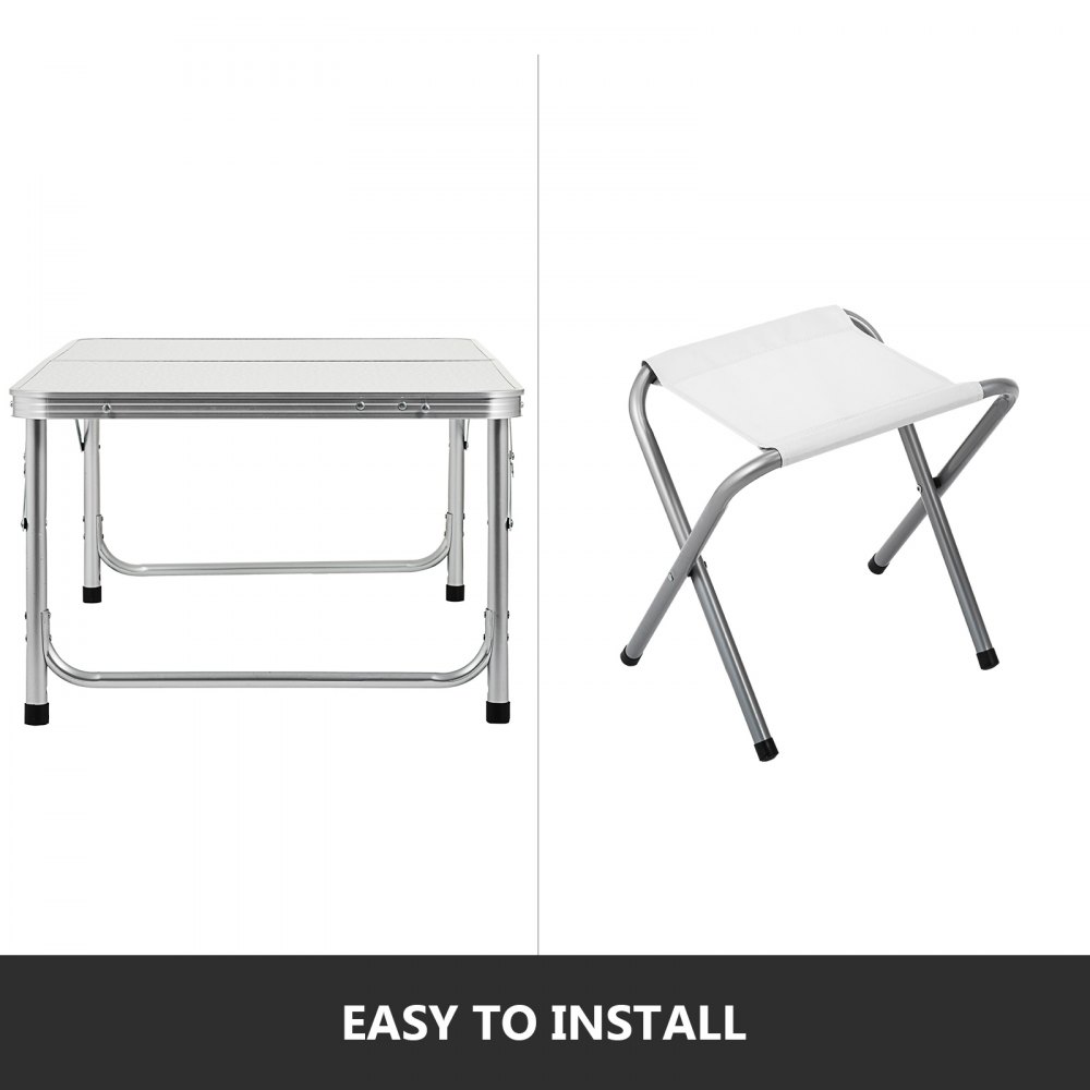 VEVOR Aluminum Folding Picnic Table, with 2 Benches, White