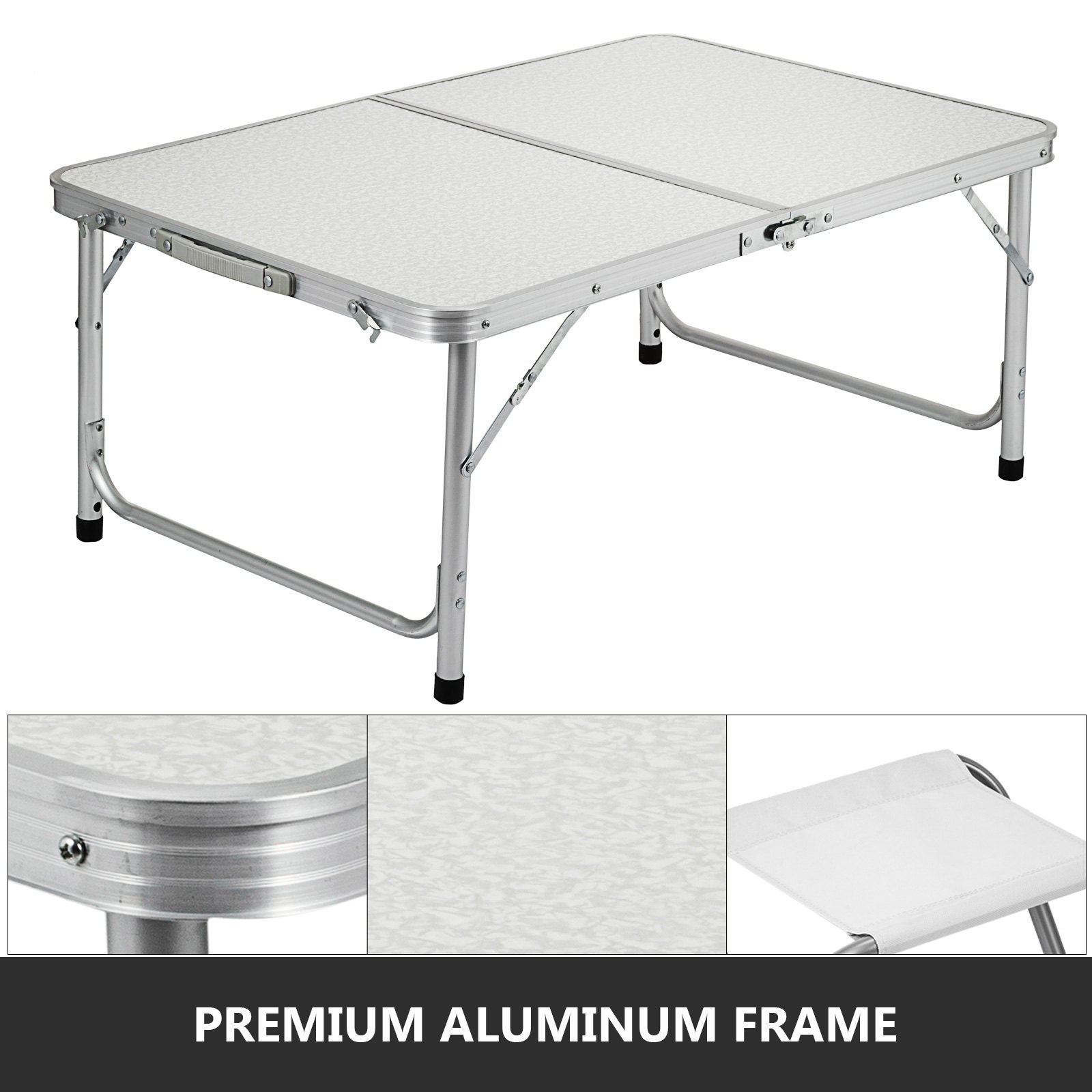 VEVOR Aluminum Folding Picnic Table, with 2 Benches, White
